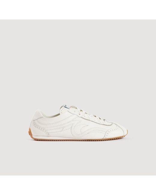 Sandro White Light Wave Leather Trainers