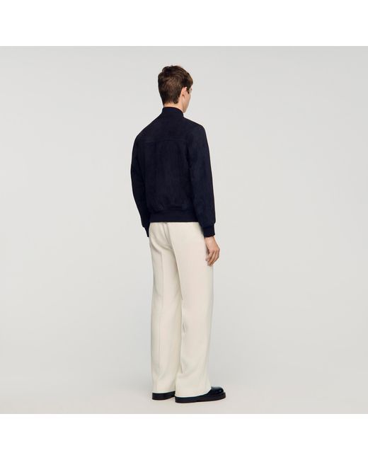Sandro Blue Suede Zip-Up Jacket for men