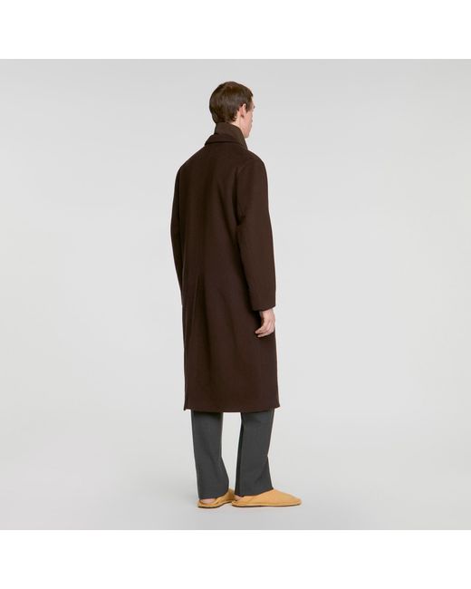 Sandro Brown Long Wool And Cashmere Coat for men