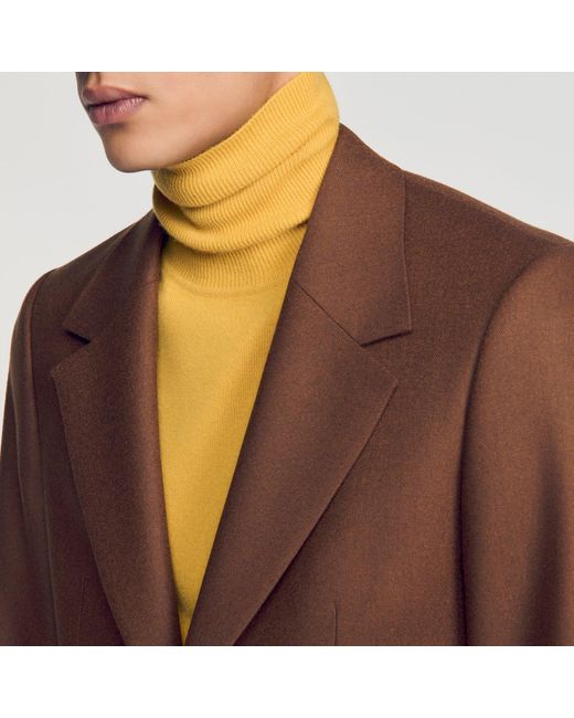 Sandro Brown Loose Wool Suit Jacket for men