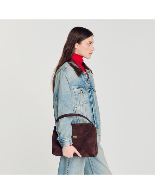 Sandro Brown Le Grand Bazaar Leather & Suede Bag