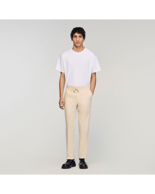 Sandro Natural Elasticated Straight-Leg Trousers for men