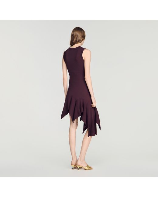 Sandro Red Asymmetric Knit Dress