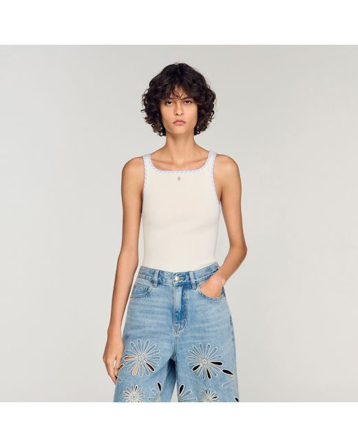 Sandro Blue Ribbed Vest Top