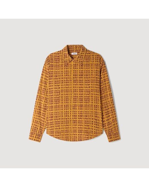 Sandro Metallic Shirt With Velvet Flocking for men