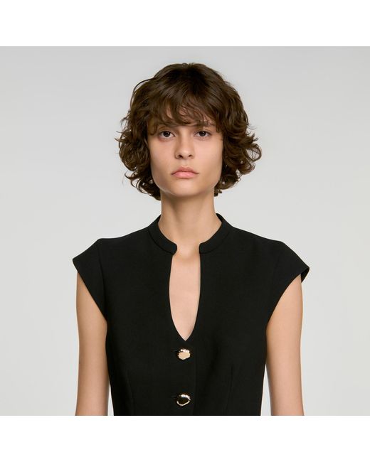 Sandro White Buttoned Peplum Top