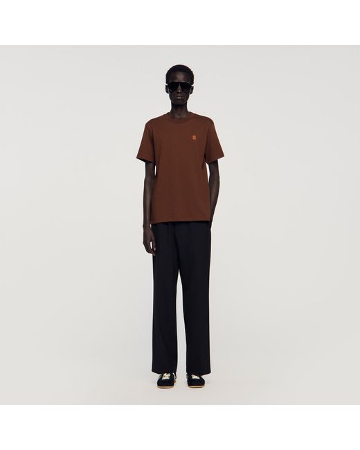 Sandro Multicolor Leather Logo T-Shirt for men
