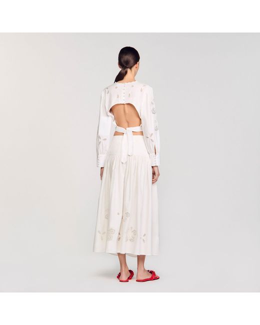 Sandro Pink Poplin Crop Top