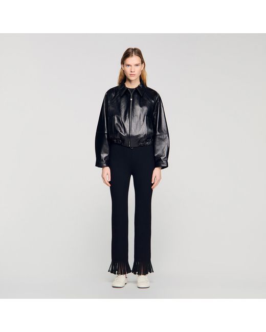 Sandro Blue Lamb Leather Jacket