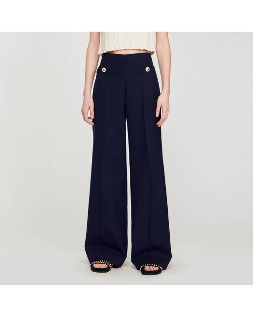 Sandro Blue Wide-Leg Trousers