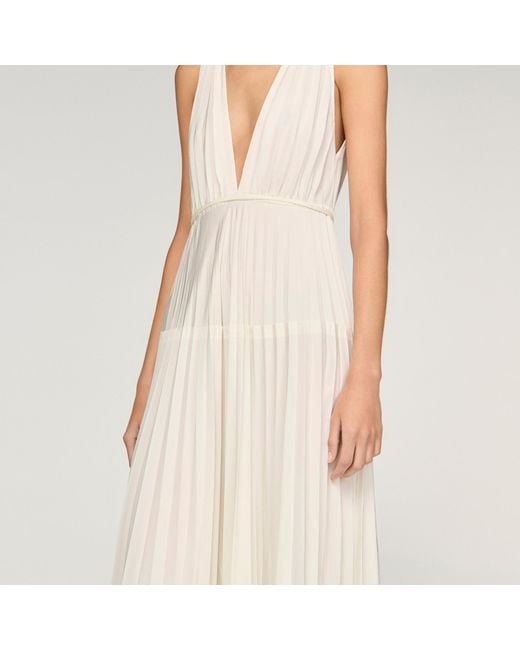 Sandro Natural Pleated Maxi Dress