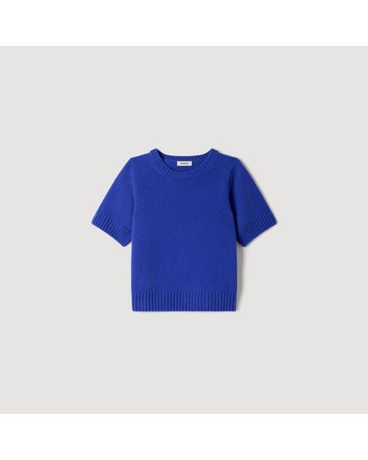 Sandro Blue Wool Jumper With Logo