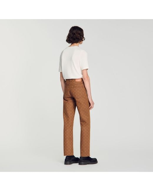 Sandro Brown Square Cross Motif Jeans for men