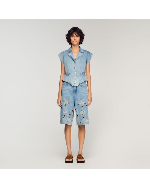 Sandro Blue Denim Top