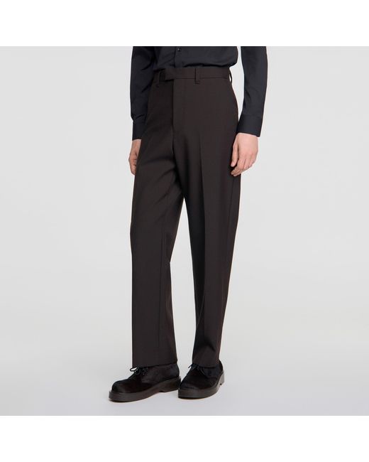 Sandro Black Wool Suit Trousers for men