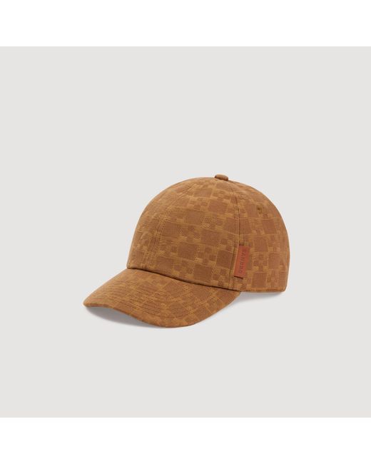 Sandro Brown Denim Cap With Cross Motif for men