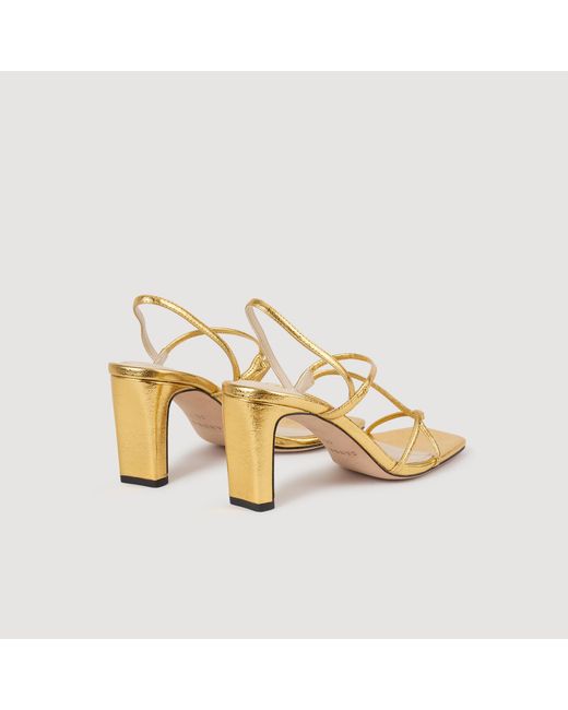 Sandro Metallic Embossed Leather Sandals