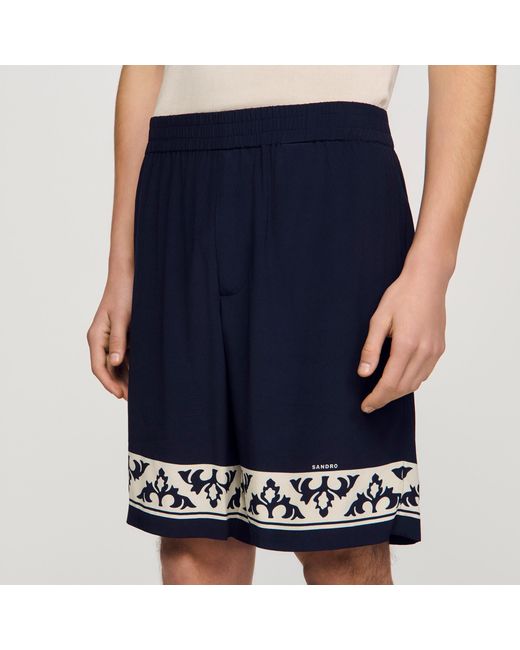Sandro Blue Contrast Pattern Floaty Shorts for men