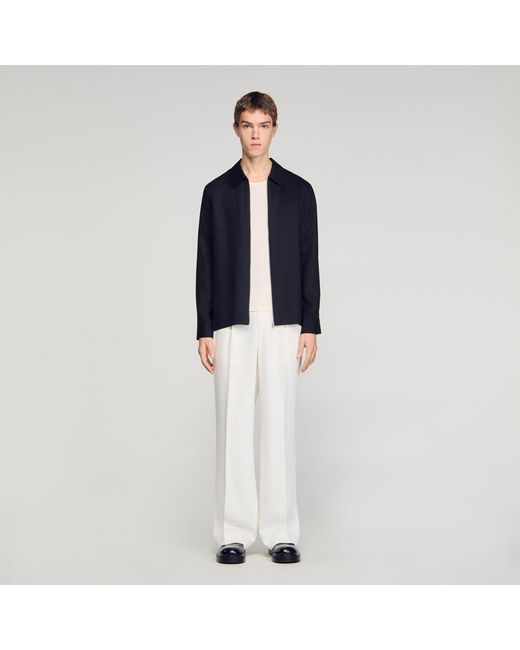 Sandro Blue Loose-Fit Zip-Up Shirt for men