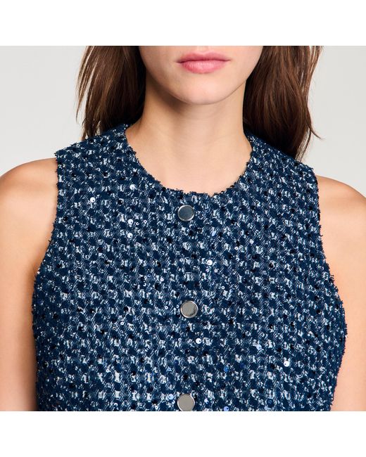 Sandro Blue Sequin Crop Top