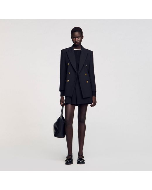 Sandro Blue Double-Breasted Suit Jacket