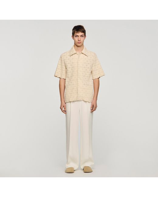 Sandro Natural Cotton Broderie Anglaise Shirt for men