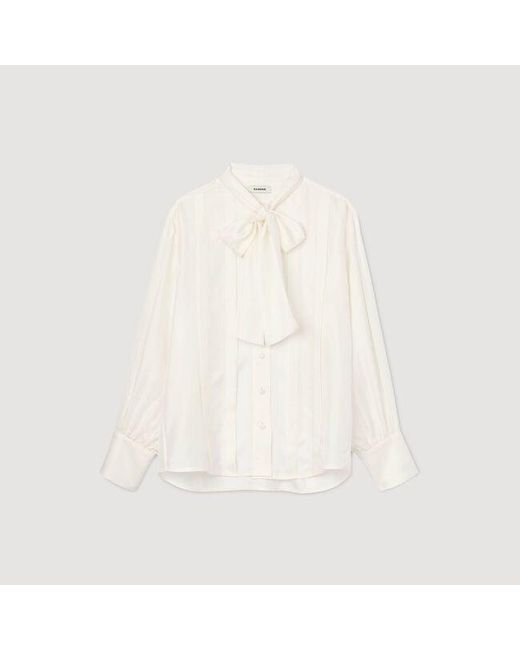 Sandro Blue Silk Lavallière Shirt