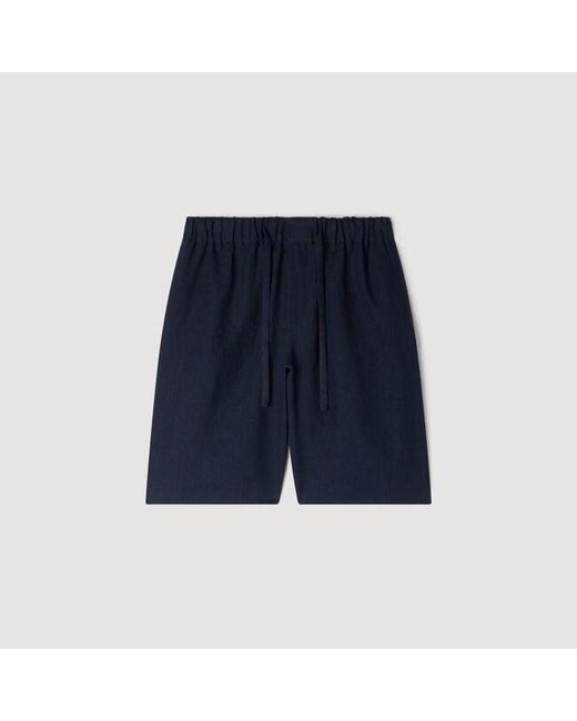 Sandro Blue Elastic Waist Linen Shorts for men