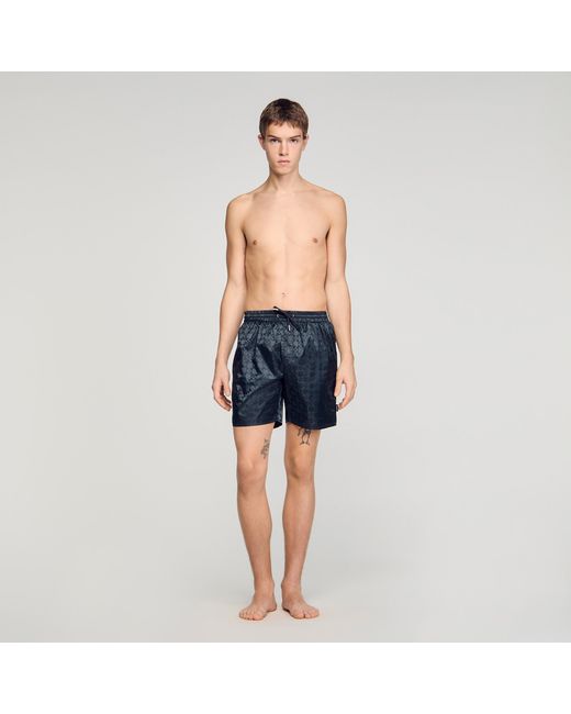 Sandro Blue Square Cross Swim Shorts for men