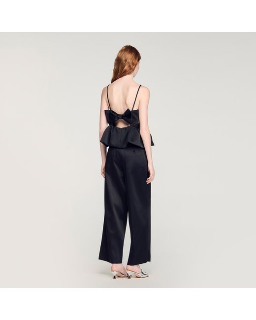 Sandro Blue Ruffled Crop Top