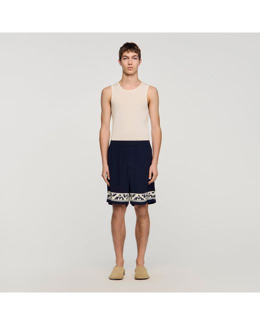 Sandro Blue Contrast Pattern Floaty Shorts for men