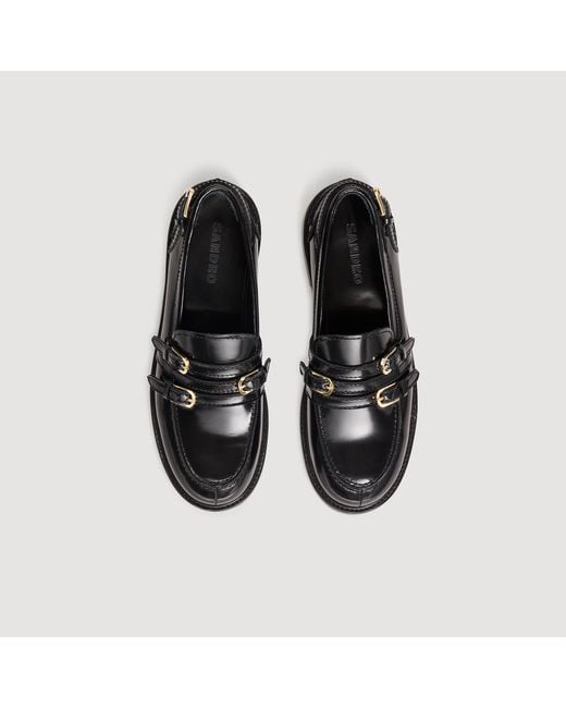 Sandro Black Buckle Loafers