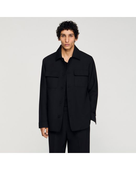 Sandro Black Buttoned Overshirt for men