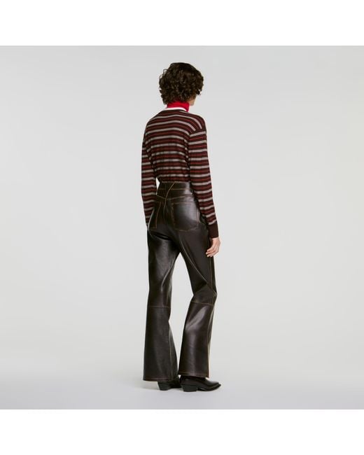 Sandro Red Distressed Leather Trousers
