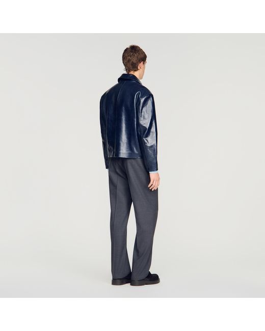 Sandro Blue Leather Jacket for men