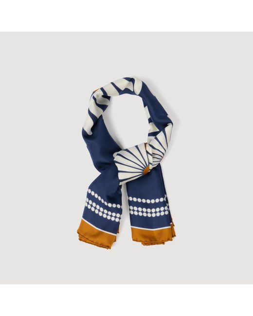 Sandro Blue Floral Silk Scarf