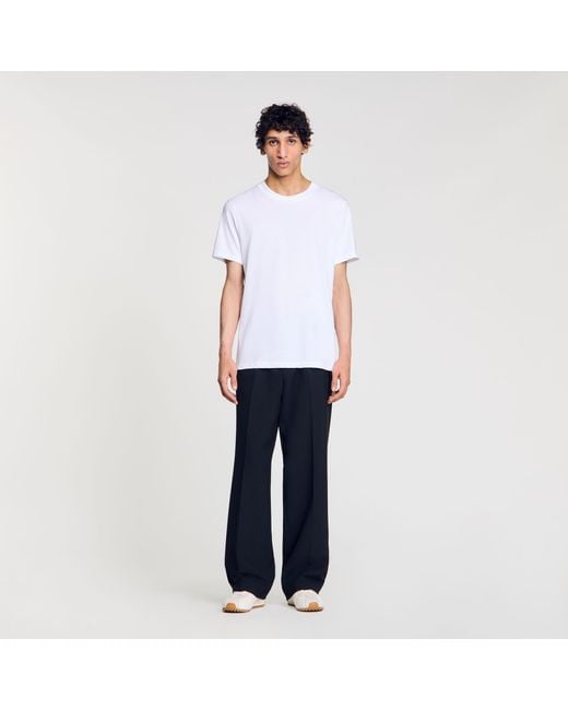 Sandro White Cotton T-Shirt for men