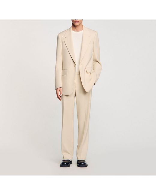 Sandro Natural Oversized Wool Suit Jacket for men