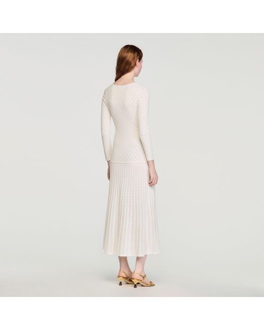 Sandro Natural Fancy Knit Maxi Dress