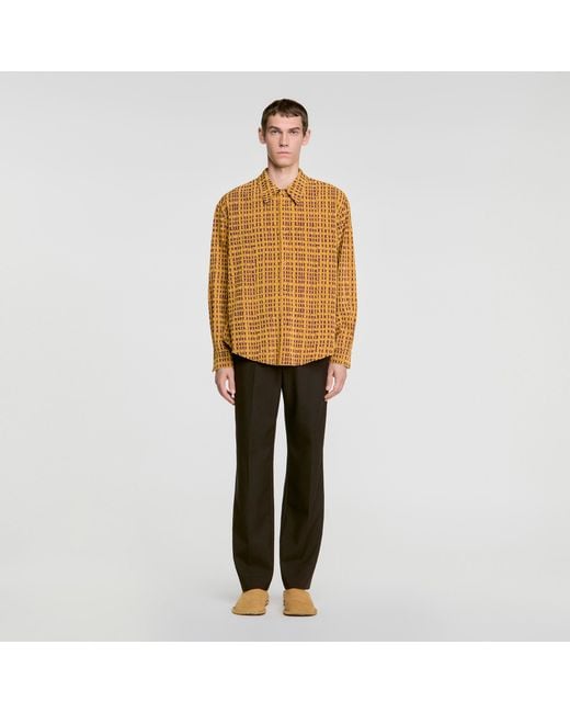 Sandro Metallic Shirt With Velvet Flocking for men