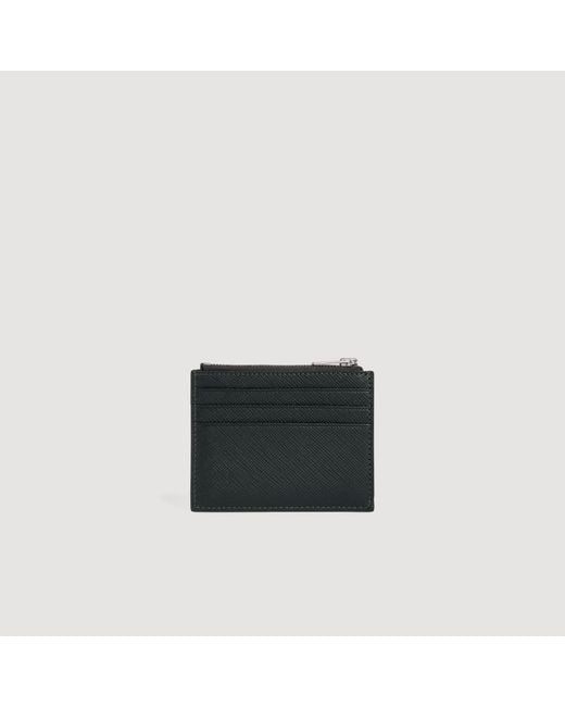 Sandro Black Leather Zip Card Holder for men
