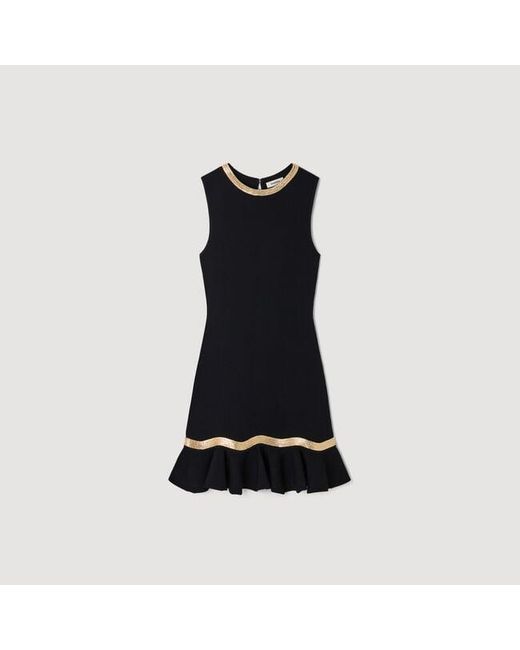 Sandro Blue Metal Chain Knit Short Dress