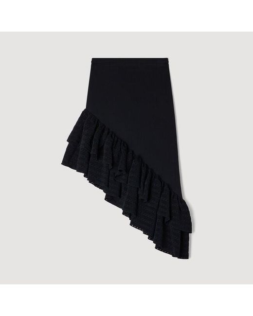 Sandro Blue Asymmetrical Knit Skirt