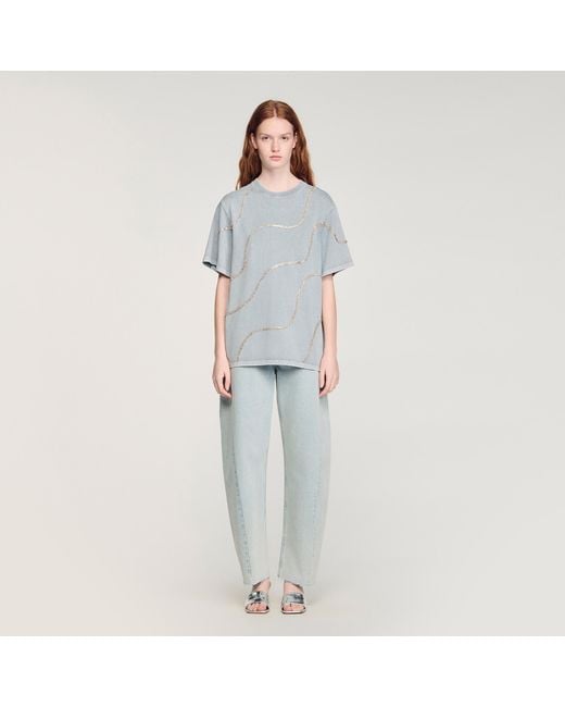 Sandro Blue Rhinestone T-Shirt