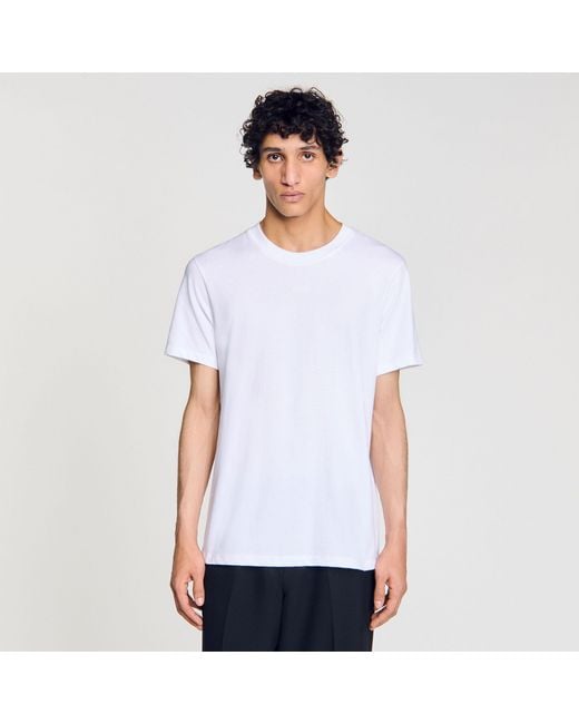 Sandro White Cotton T-Shirt for men