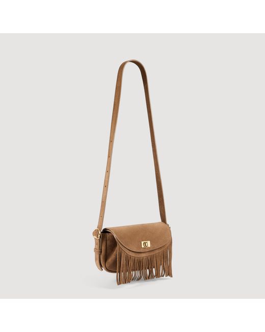 Sandro Natural Mini Mambo Suede Bag