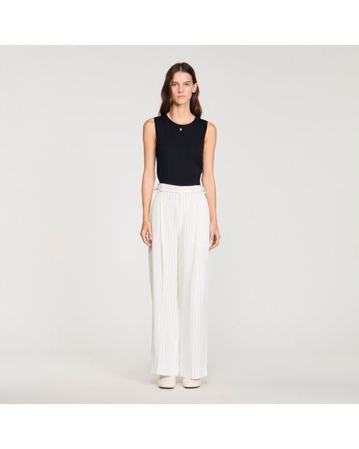 Sandro White Striped Suit Trousers