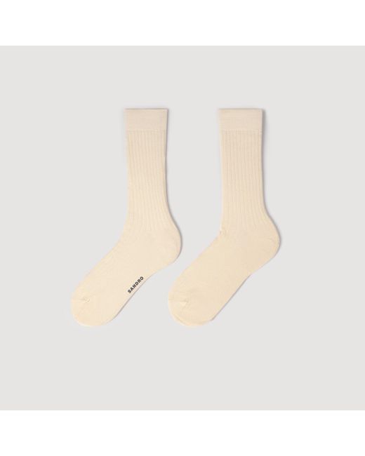Sandro White Fine Silk Socks for men