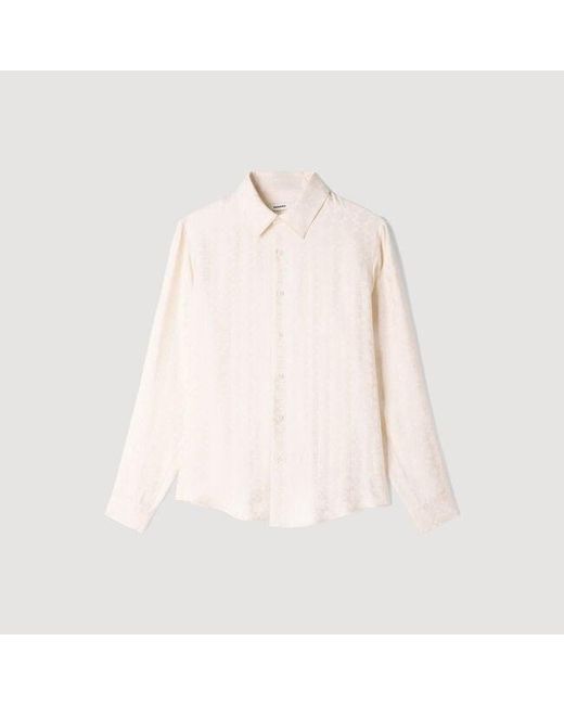 Sandro White Square Cross Loose-Fit Shirt for men