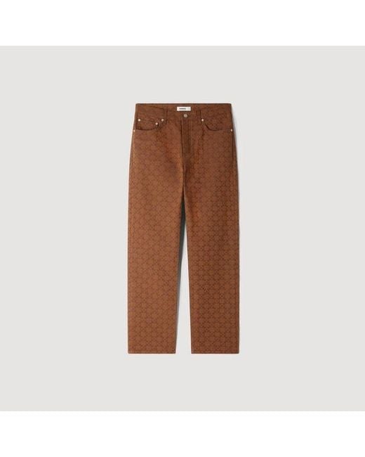 Sandro Brown Square Cross Motif Jeans for men